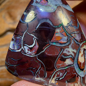 90.7cts - Rare Broad Tribal Queensland Boulder Opal from Yowah with Pools