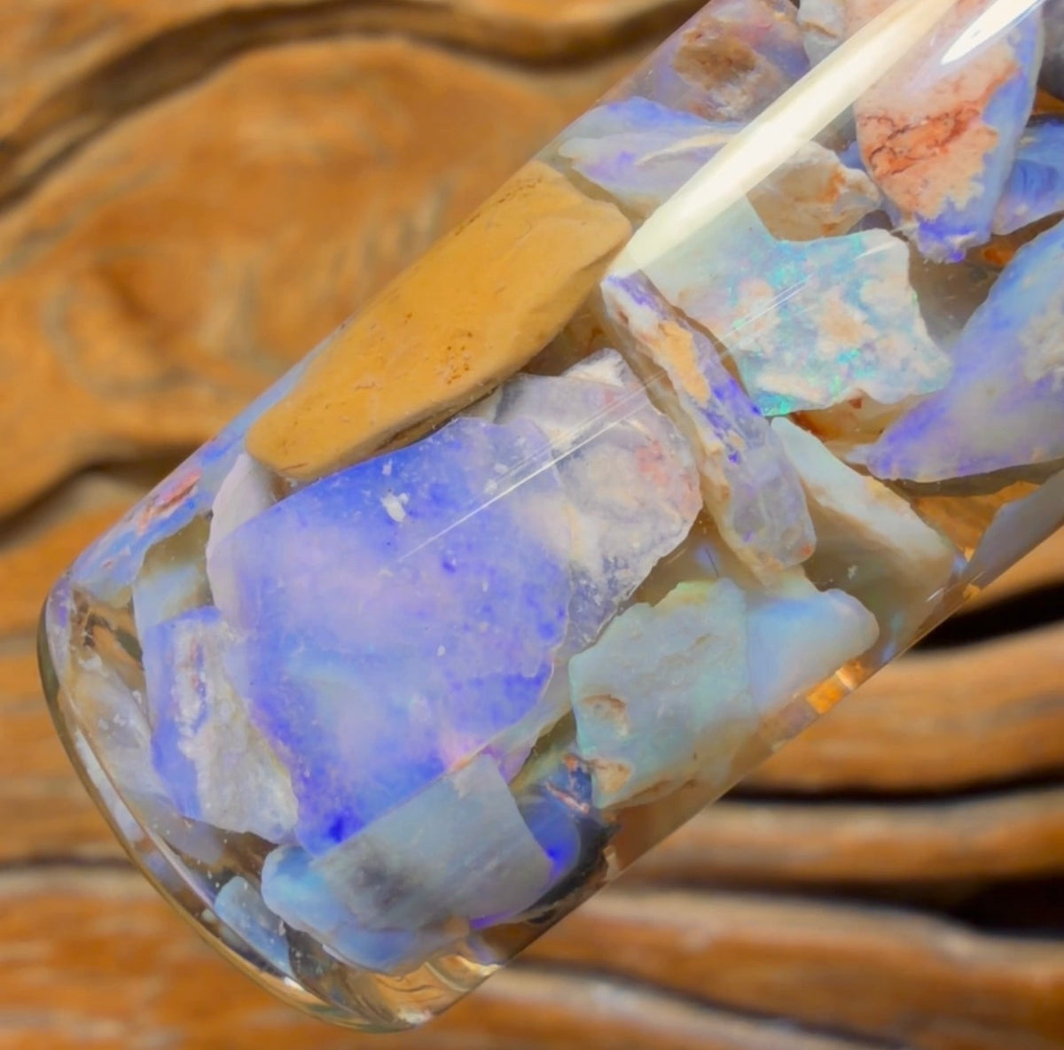 68.9cts - Rare Mintabie Rough Opal Vial. South Australian Opal