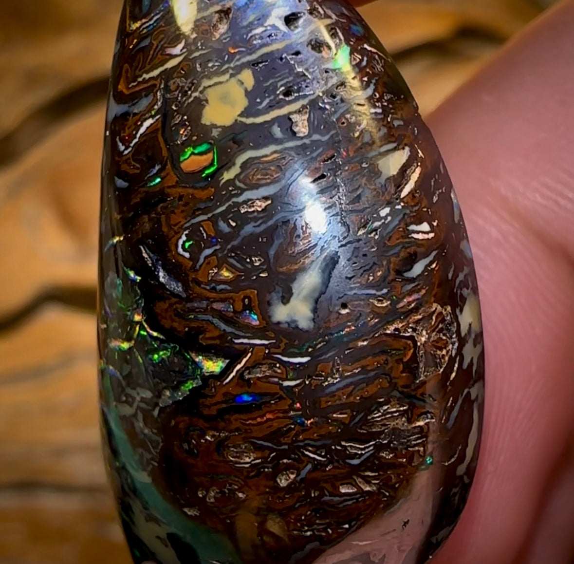 62.8cts - Queensland Black Tribal Koroit Nut. Dark Ironstone Opal - Opal Whisperers