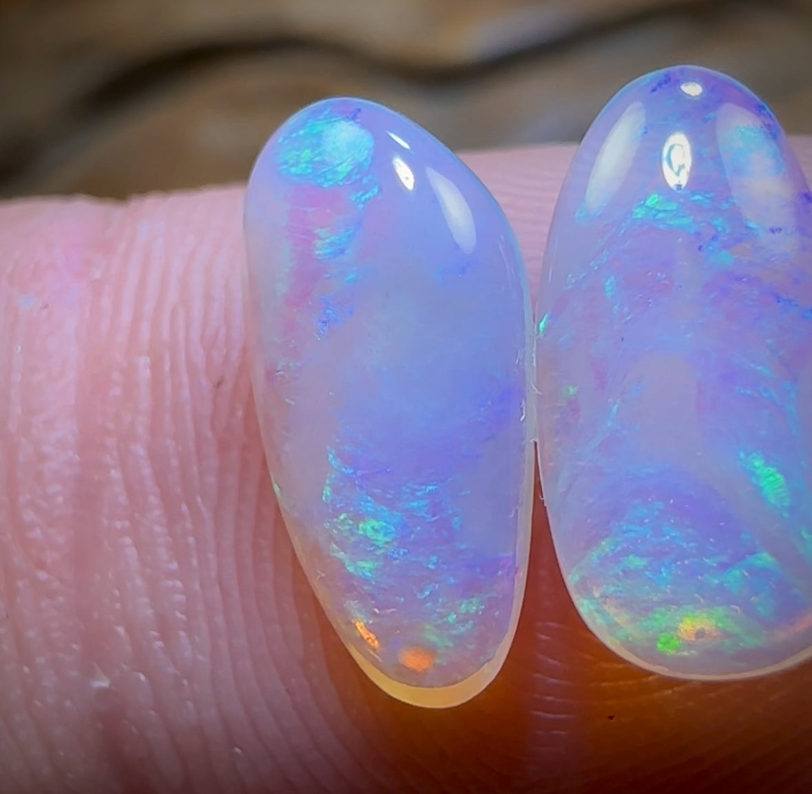 2.4cts - Lightning Ridge Crystal Opal Pair