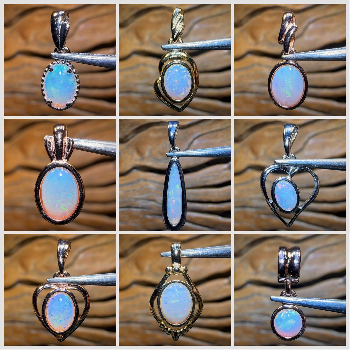 🔒Sterling Silver - WHOLESALE 9 PIECE PENDANT PARCEL. South Australian Solid Opal Jewellery
