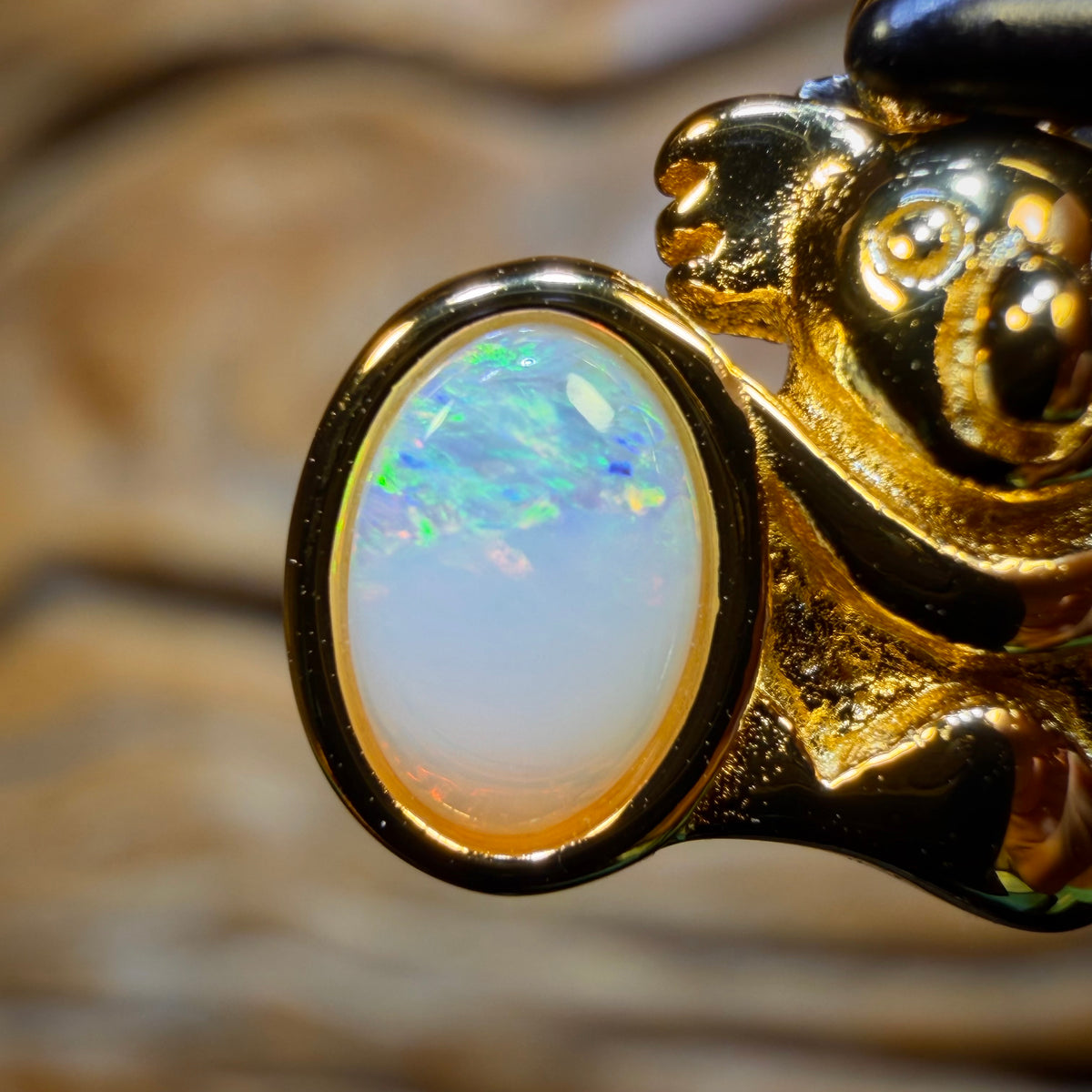 Sterling Silver Gold Plated - Solid South Australian Crystal Opal Pendant