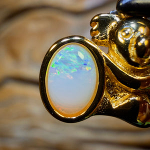 Sterling Silver Gold Plated - Solid South Australian Crystal Opal Pendant