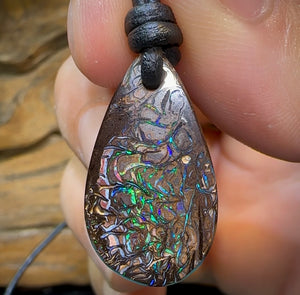 28 x 16mm - Drilled Australian Boulder Opal Necklace. Tribal