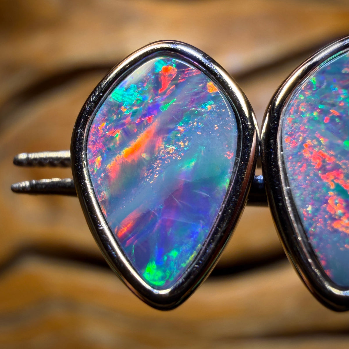 Half Price Card! Sterling Silver - Australian Boulder Opal Doublet Stud Earrings