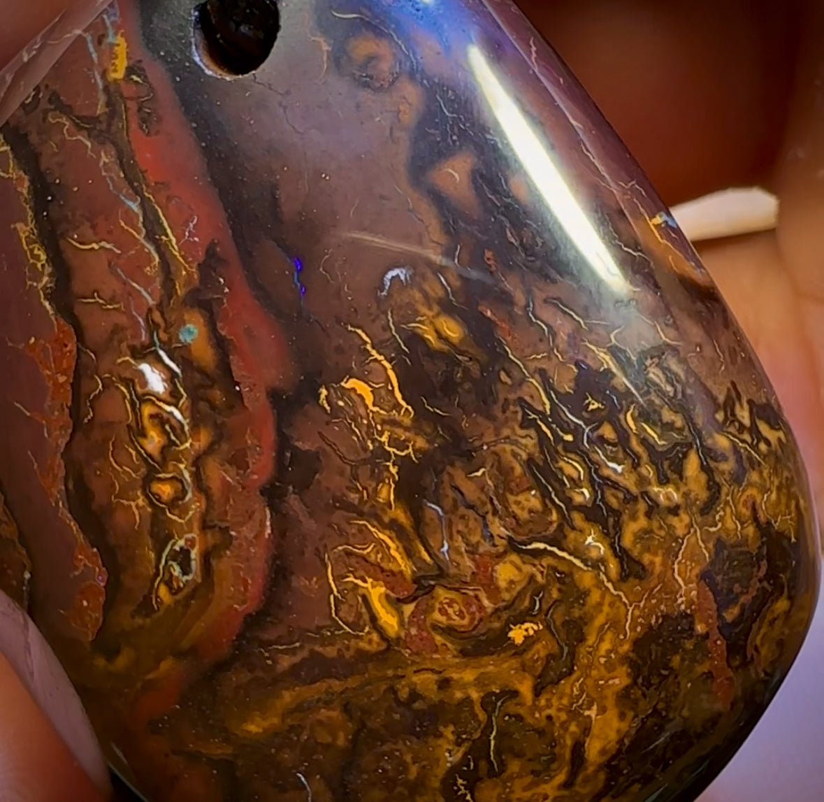 🔨 AUCTION 🔨 No Reserve 47 x 38mm - Large Drilled Boulder Opal Pendant w/ Eco Friendly Vegan Cord