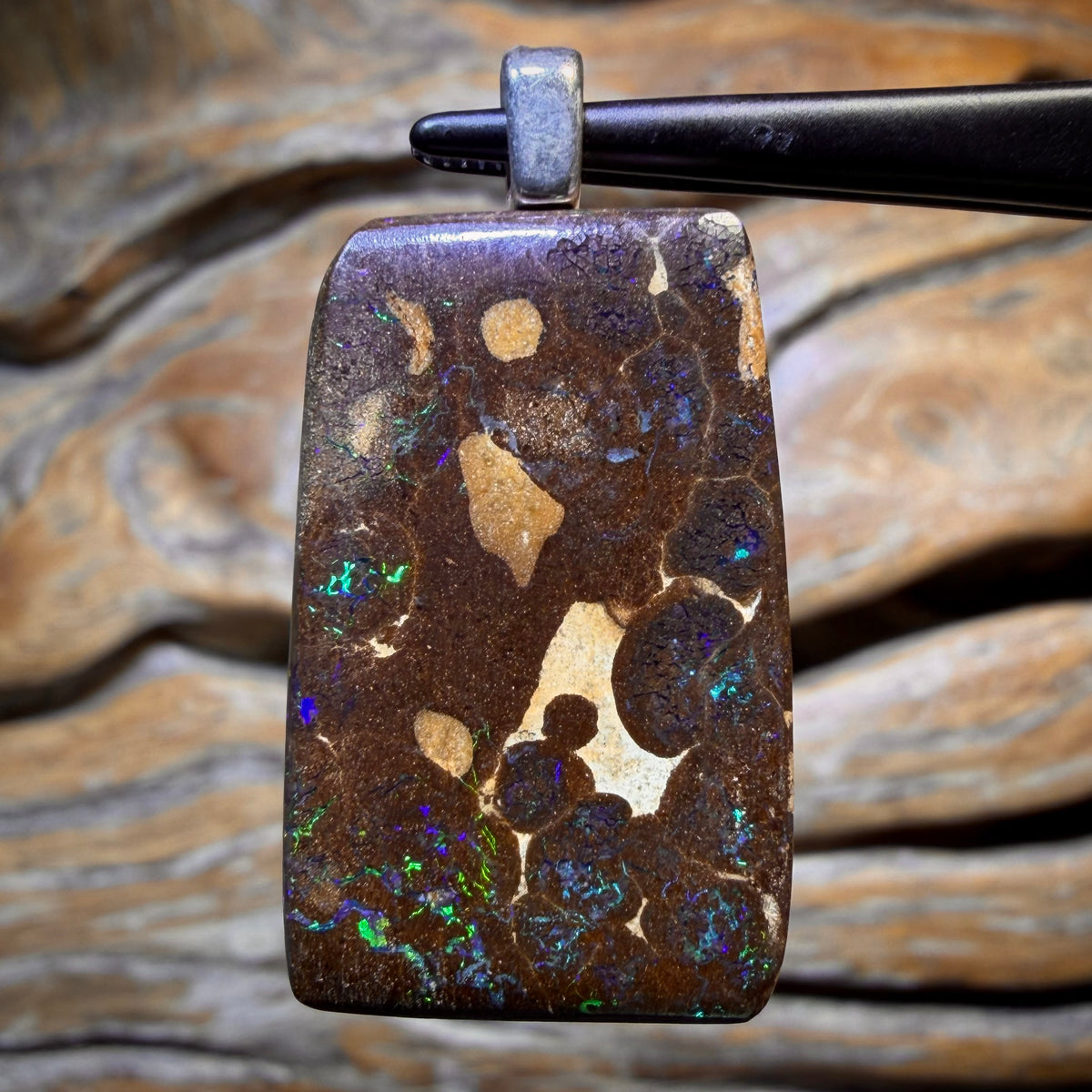 Wild Card! Solid Queensland Boulder Opal Pendant