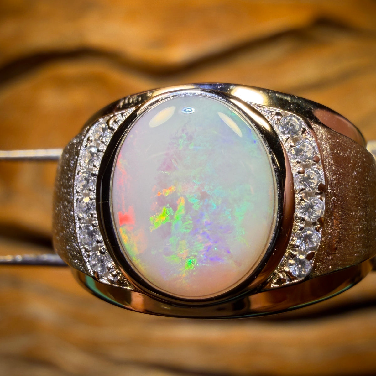 Sterling Silver - UNISEX South Australian White Opal Ring