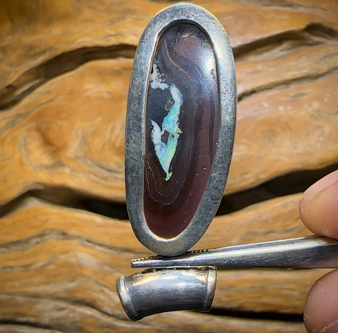 Sterling Silver - Tribal Boulder Opal UNISEX Pendant BARGAIN