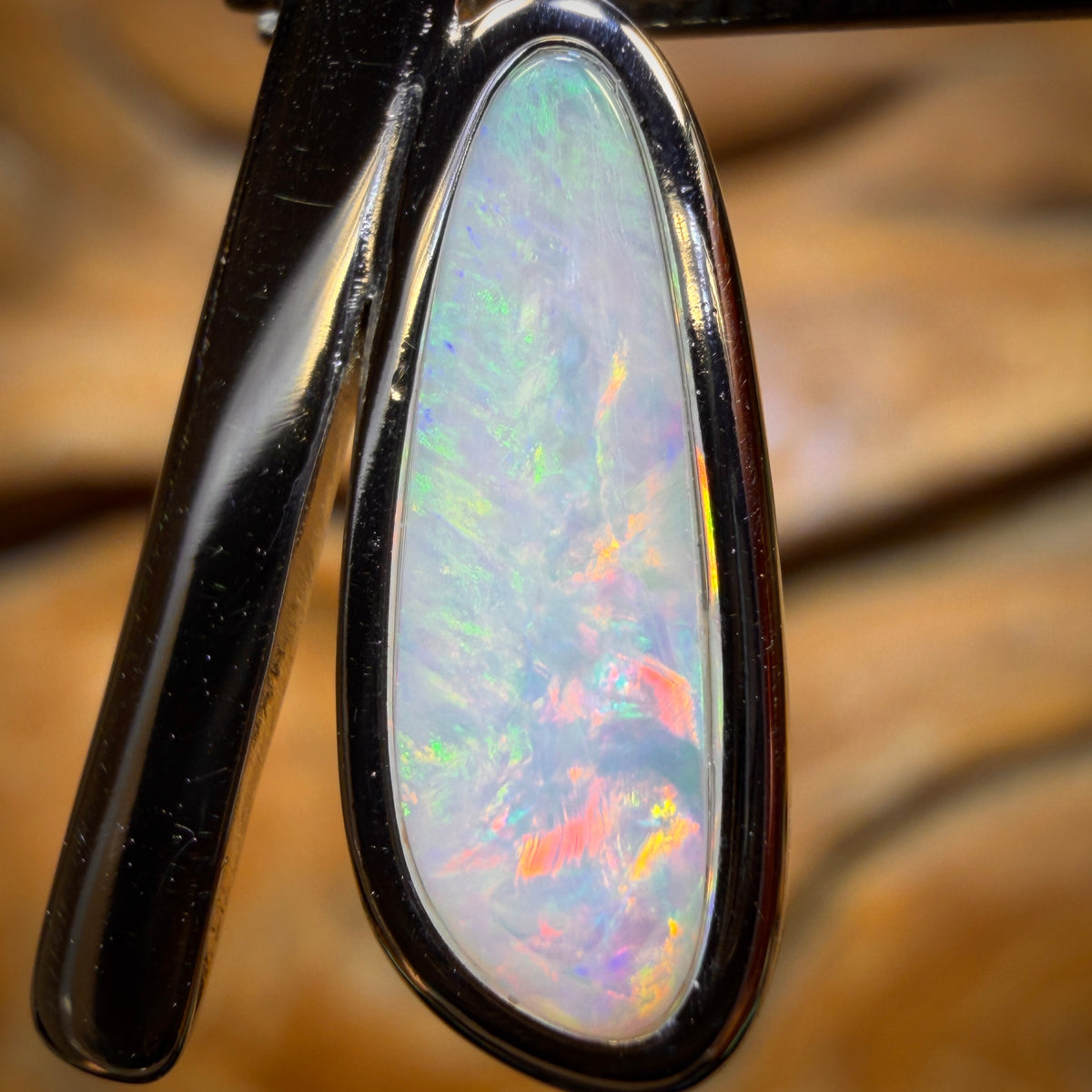 Sterling Silver - Solid South Australian White Opal Pendant