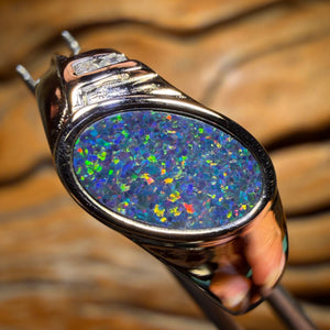 Sterling Silver - UNISEX Queensland Boulder Opal Doublet Ring
