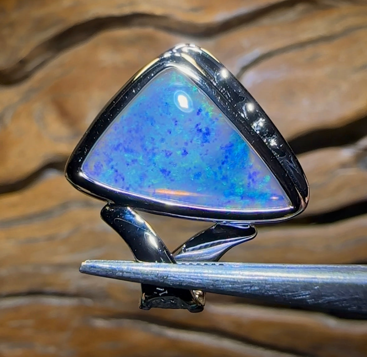 “The Best” 14k White Gold - Solid South Australian Crystal Opal Pendant - Opal Whisperers