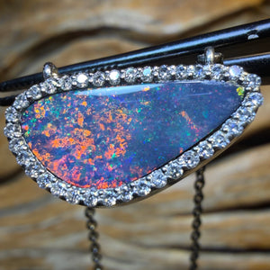 TGIF Sterling Silver - Queensland Boulder Opal Doublet Pendant Red