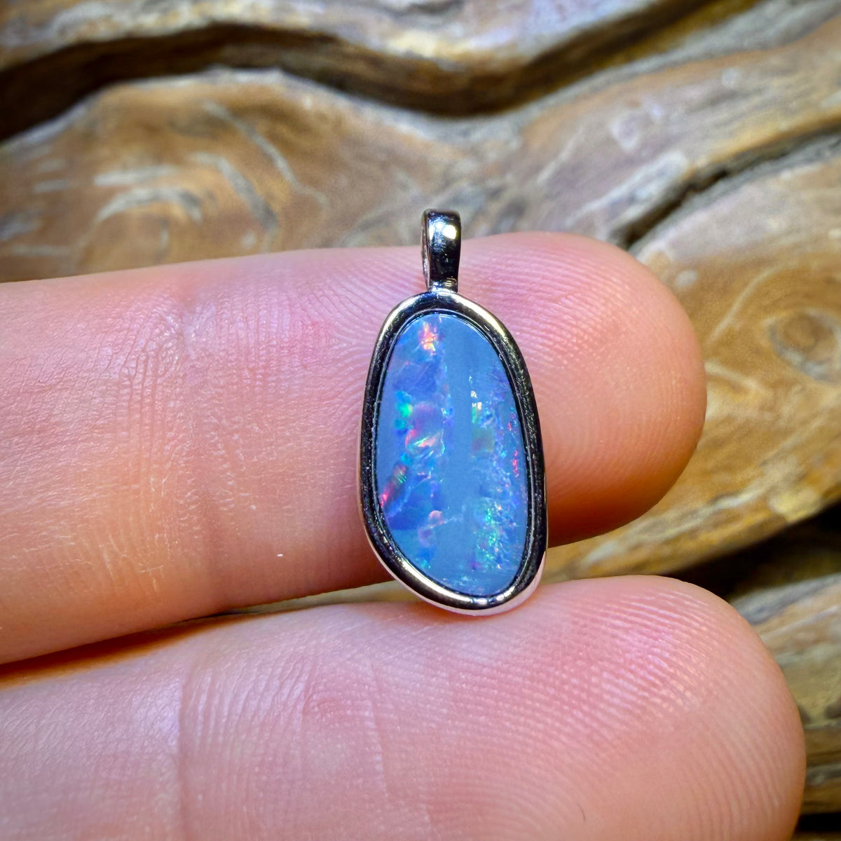 TGIF Sterling Silver - Australian Boulder Opal Doublet Pendants Red / Multi. BULK LISTING