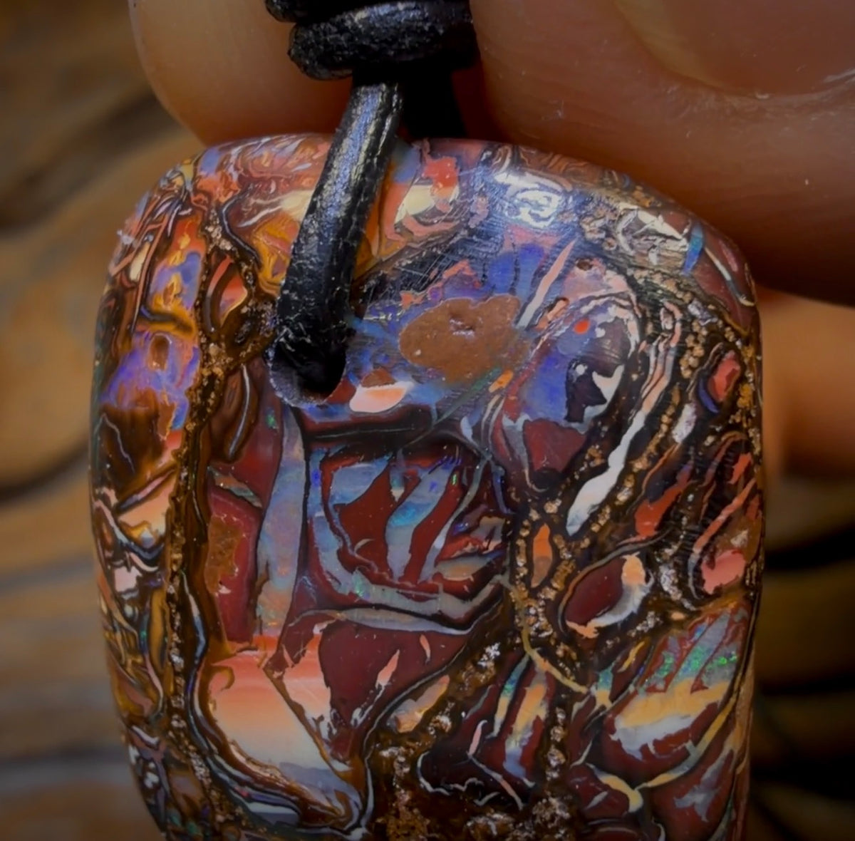 26 x 22mm - Drilled Tribal Queensland Boulder Opal Necklace