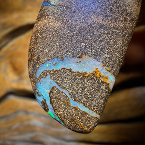 Half Price Card! 38 x 18mm - Drilled Australian Boulder Opal Necklace