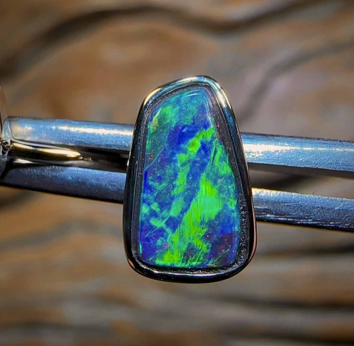 14k Gold - Solid Queensland Boulder Opal Ring and Earring Set