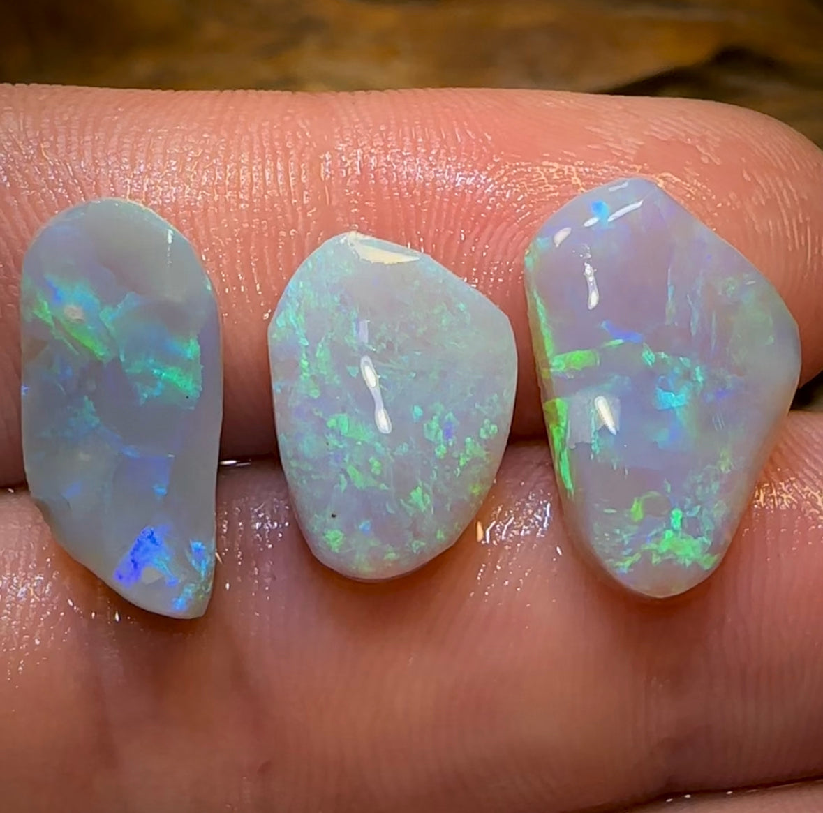 13.5cts - 3x Lightning Ridge Dark Opal Rubs Parcel - Opal Whisperers