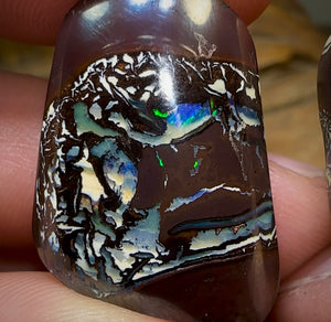 99.1cts - Koroit Nut Opal Pair. TRIBAL PATTERN