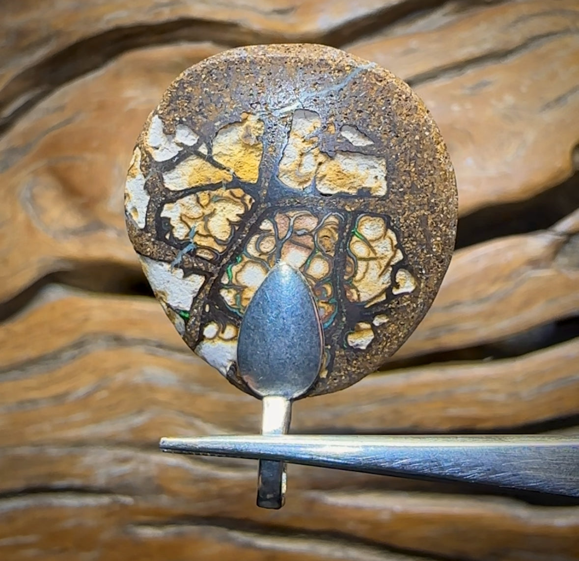 Solid Unisex Tribal Queensland Boulder Opal Pendant