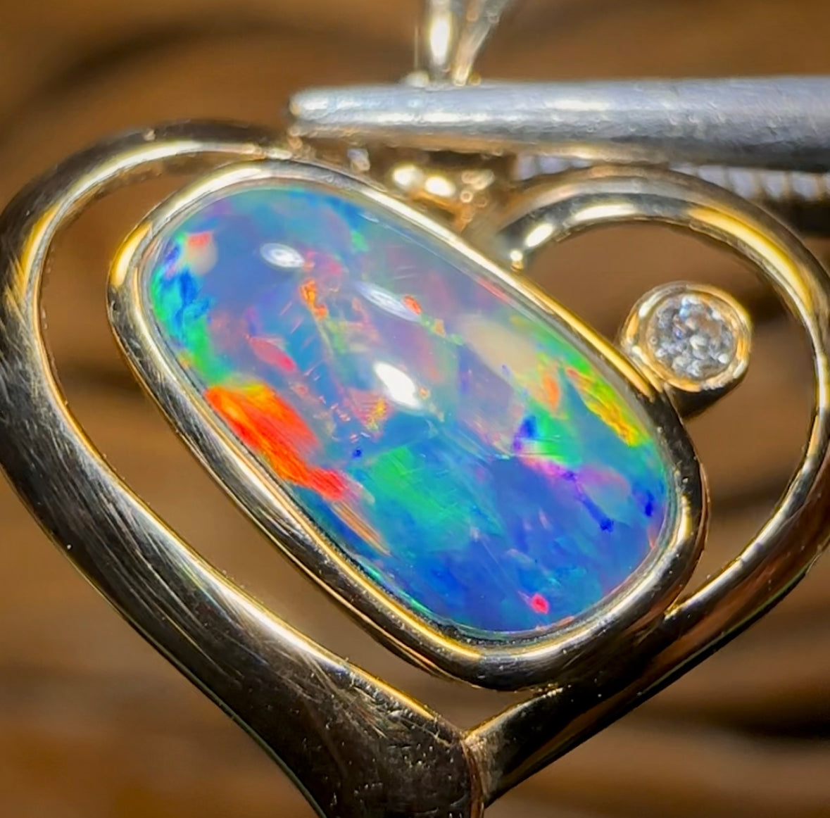 14k Gold - Queensland Boulder Opal Doublet Pendant - Opal Whisperers