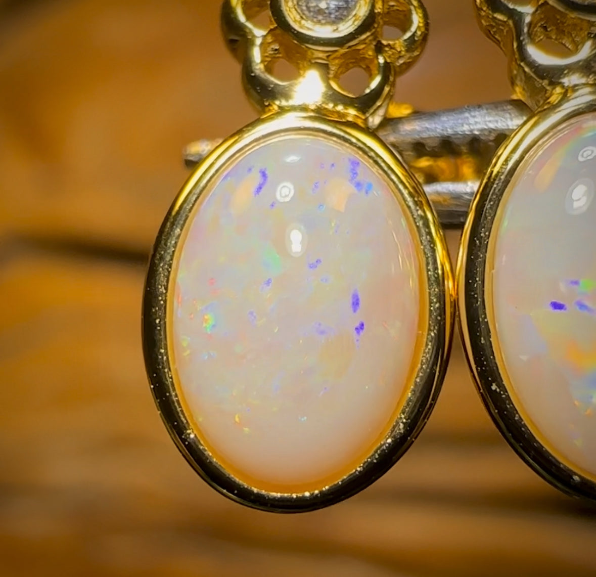Sterling Silver - South Australian White Opal Stud Earrings