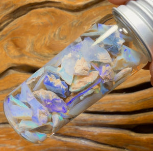 57.9cts - Rare Mintabie Rough Opal Vial. South Australian Opal