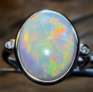 St. Silver - Timeless South Australian Crystal Opal Ring - Opal Whisperers