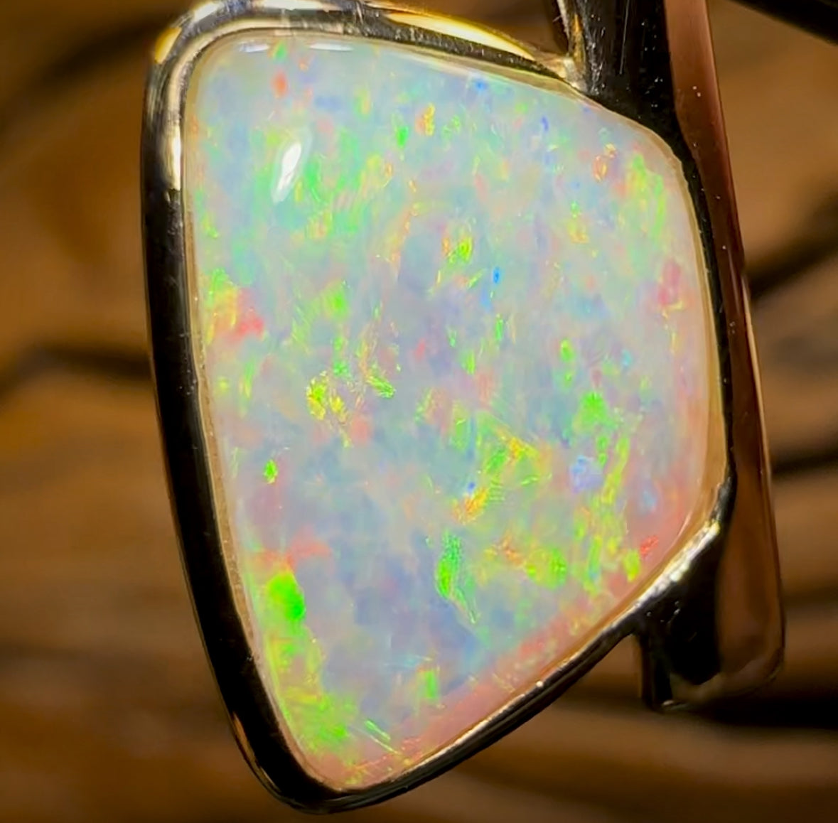 14k Gold - Solid South Australian Crystal Opal Pendant