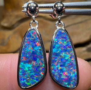 Sterling Silver - Classic Australian Boulder Opal Doublet Earrings - Opal Whisperers