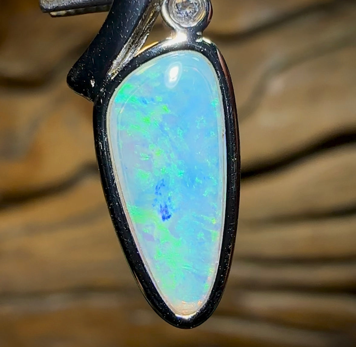 Sterling Silver - Top Solid South Australian Crystal Opal Pendant - Opal Whisperers