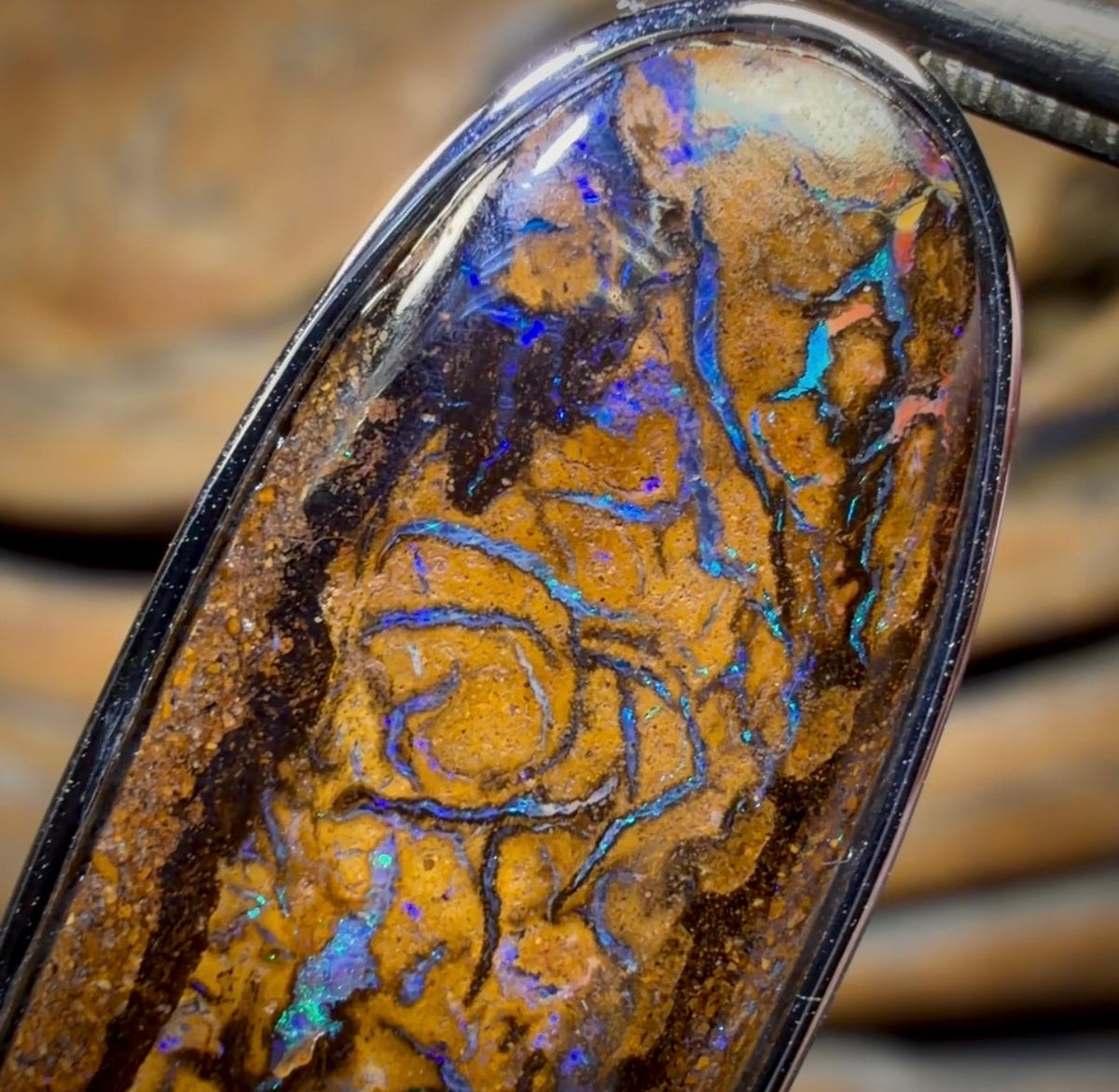 Sterling Silver - Solid Tribal Boulder Opal Pendant UNISEX Bargain