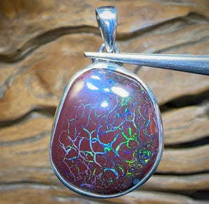 Sterling Silver - Solid Australian Boulder Opal Pendant - Opal Whisperers