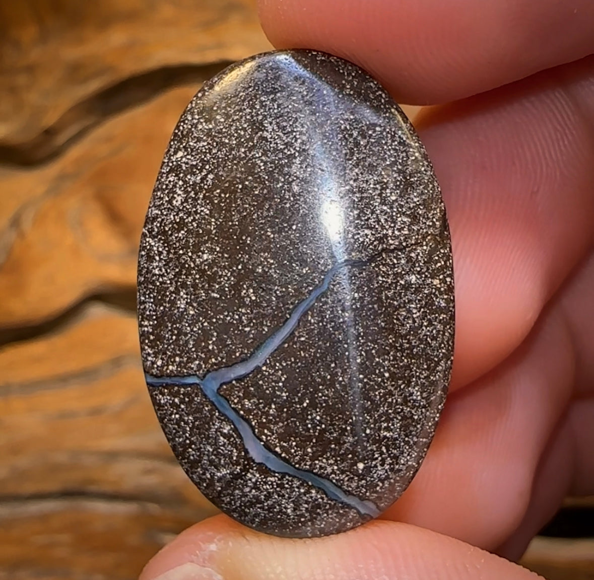 44.4cts - “Ocean Storm”Amazing Queensland Boulder Seam Picture Opal - Opal Whisperers