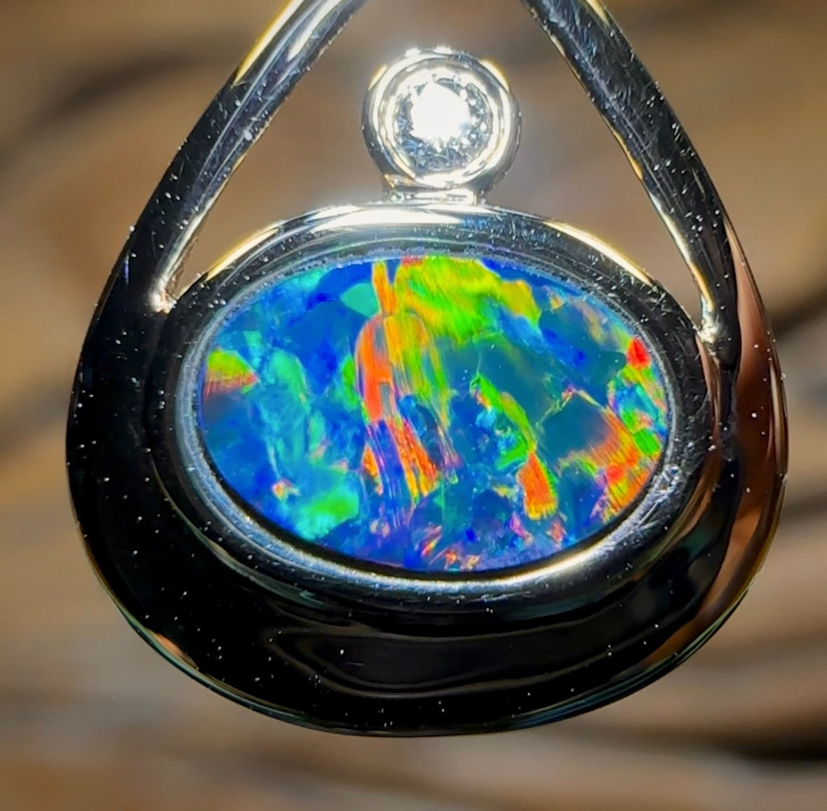 14k Gold - Queensland Boulder Opal Doublet Pendant - Opal Whisperers