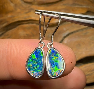 St. Silver - Vibrant Queensland Boulder Doublet Hook Earrings - Opal Whisperers