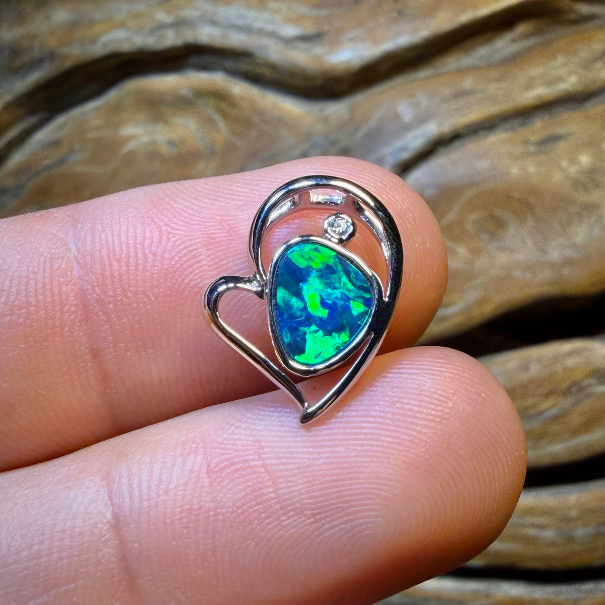 14k White Gold - Queensland Boulder Opal Doublet Pendant