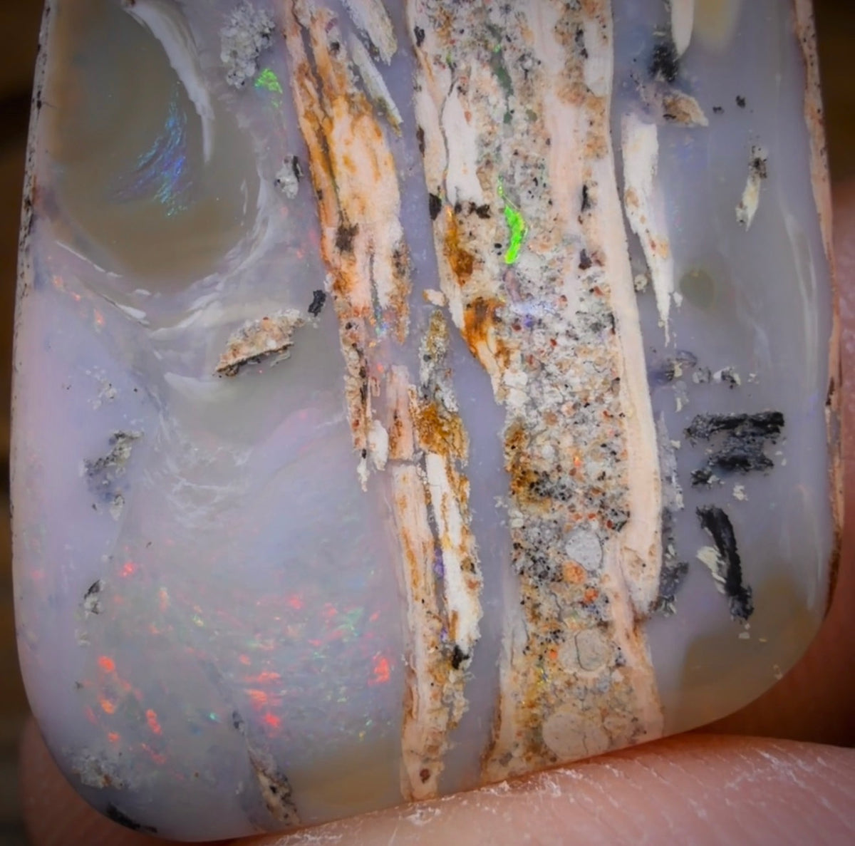 29.2cts - Solid Australian Boulder Pipe Opal Cool Picture Stone