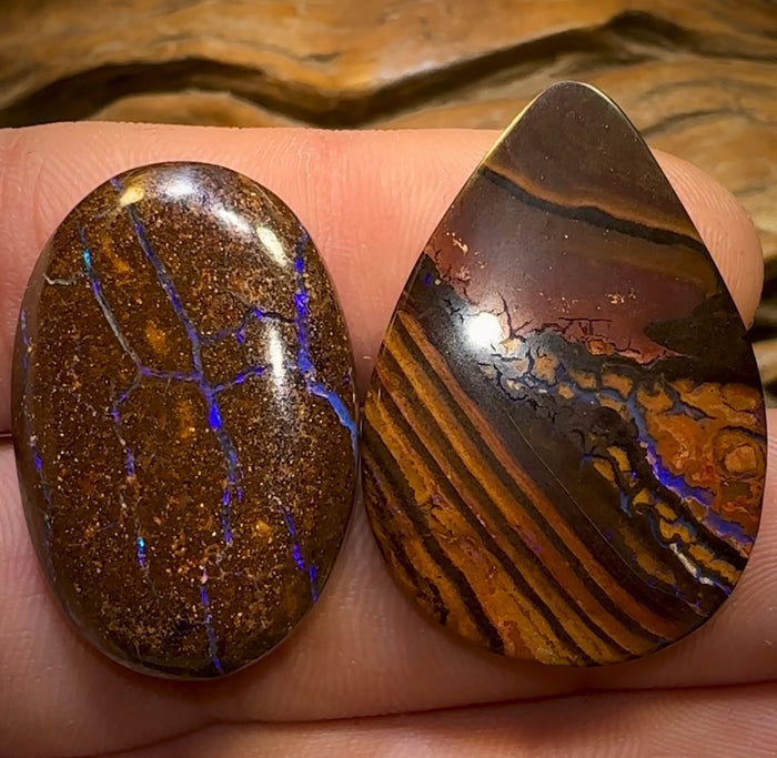 🔨 AUCTION 🔨 No Reserve 67.1cts - 2x Finished Queensland Boulder Opals Set