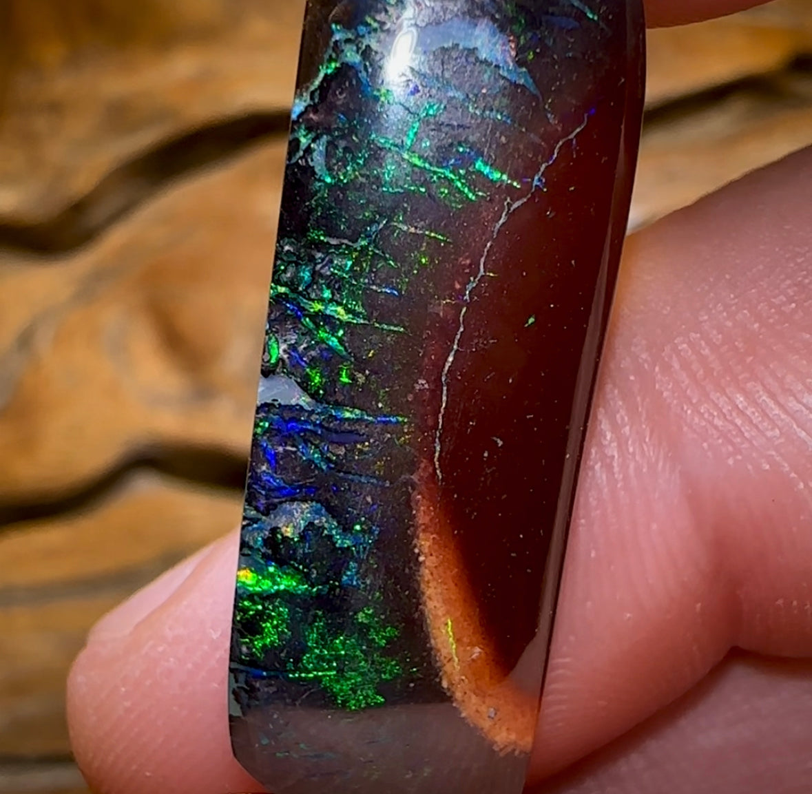 19.2cts - “Electric Rim”Yowah Nut Tribal Opal - Opal Whisperers