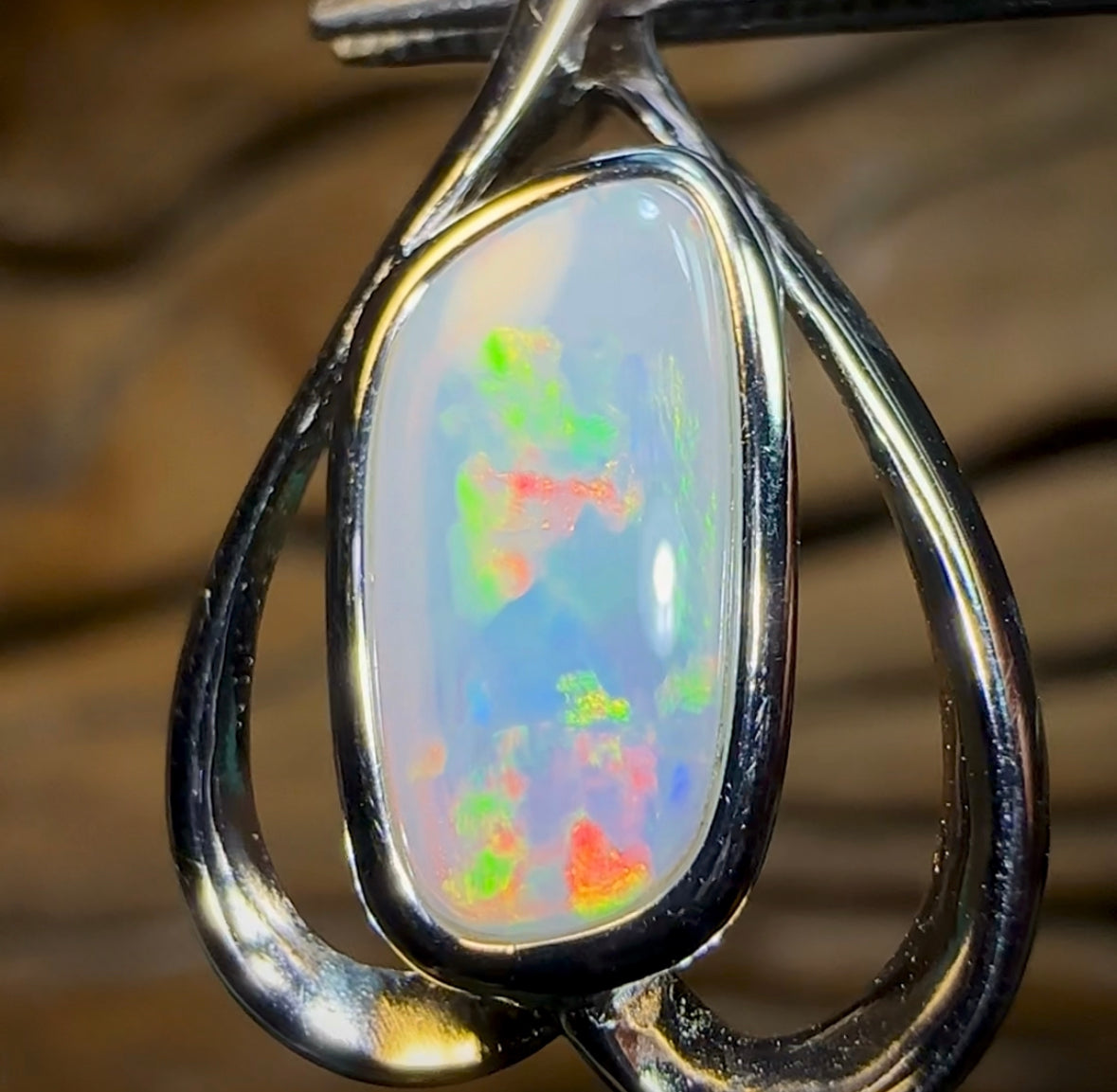 Sterling Silver - Large Solid South Australian Crystal Opal Pendant - Opal Whisperers