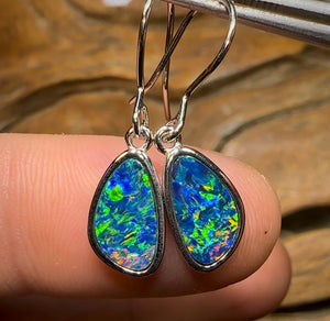 St. Silver - Vibrant Queensland Boulder Doublet Hook Earrings - Opal Whisperers