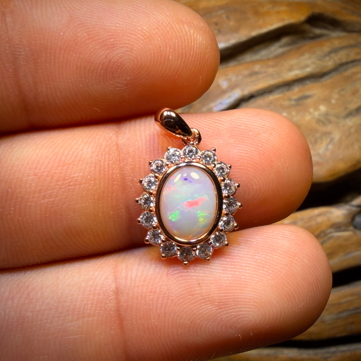 Sterling Silver Gold Plated - Solid South Australian White Opal Pendant