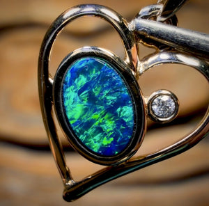 14k Gold - Queensland Boulder Opal Doublet Pendant
