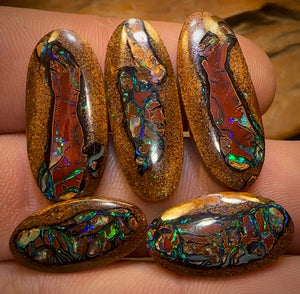 🔒36.3cts - 5x Tribal Queensland Boulder Opal Set