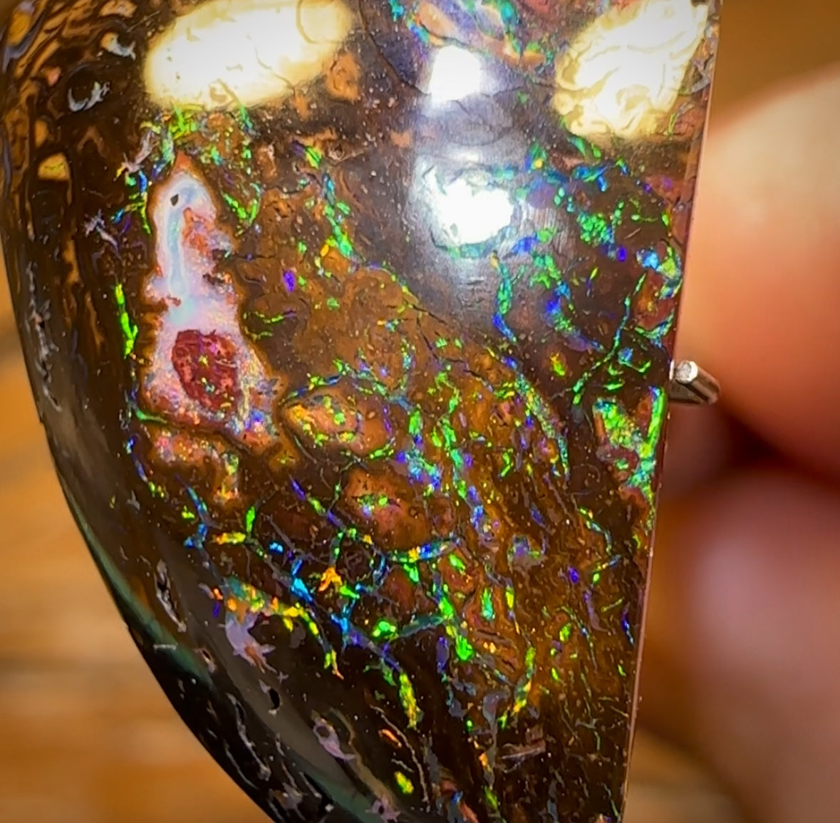 14.1cts - Top Black Electric Tribal Koroit Nut Opal. Australian Opal
