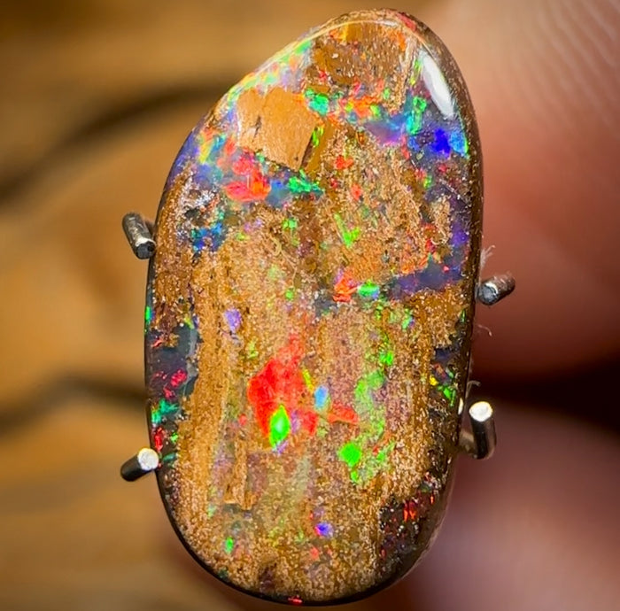 🔨 AUCTION 🔨 Reserve 💎 High Roller Banger Auction 💎 2.63cts - Queensland Boulder Seam Opal from Winton With Red