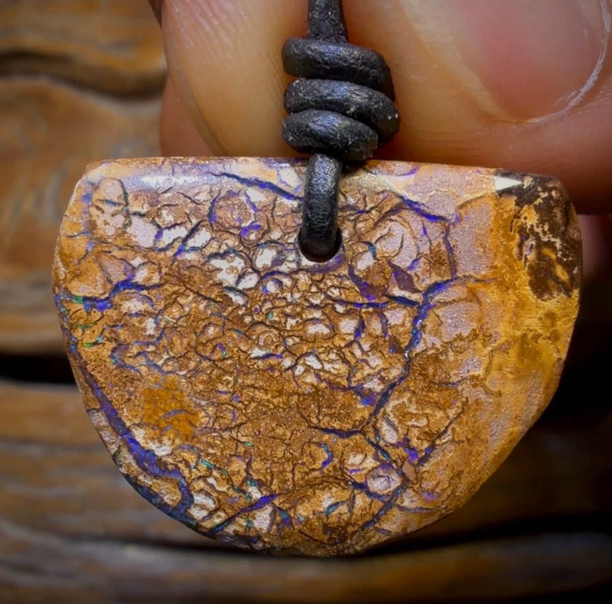 29 x 23mm - Drilled Porcelain Tribal Queensland Boulder Opal Necklace