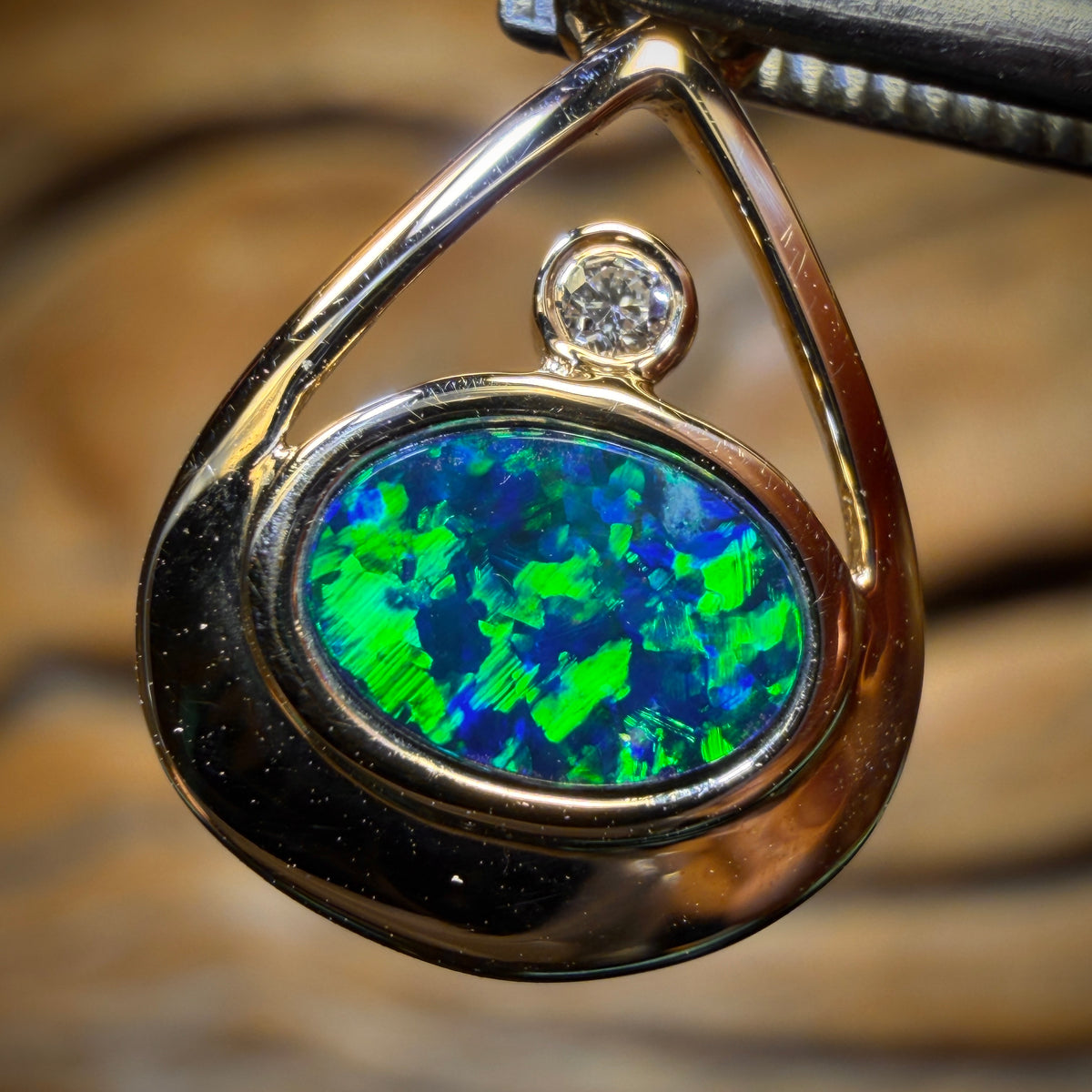 14k Gold - Queensland Boulder Opal Doublet Pendant Old Gold Price