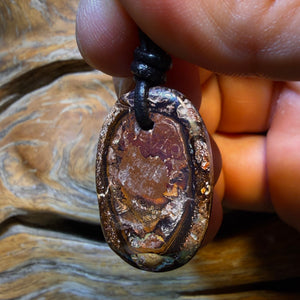OpalFest BargainCard!        29 x 19mm - Drilled Tribal Queensland Boulder Opal Necklace
